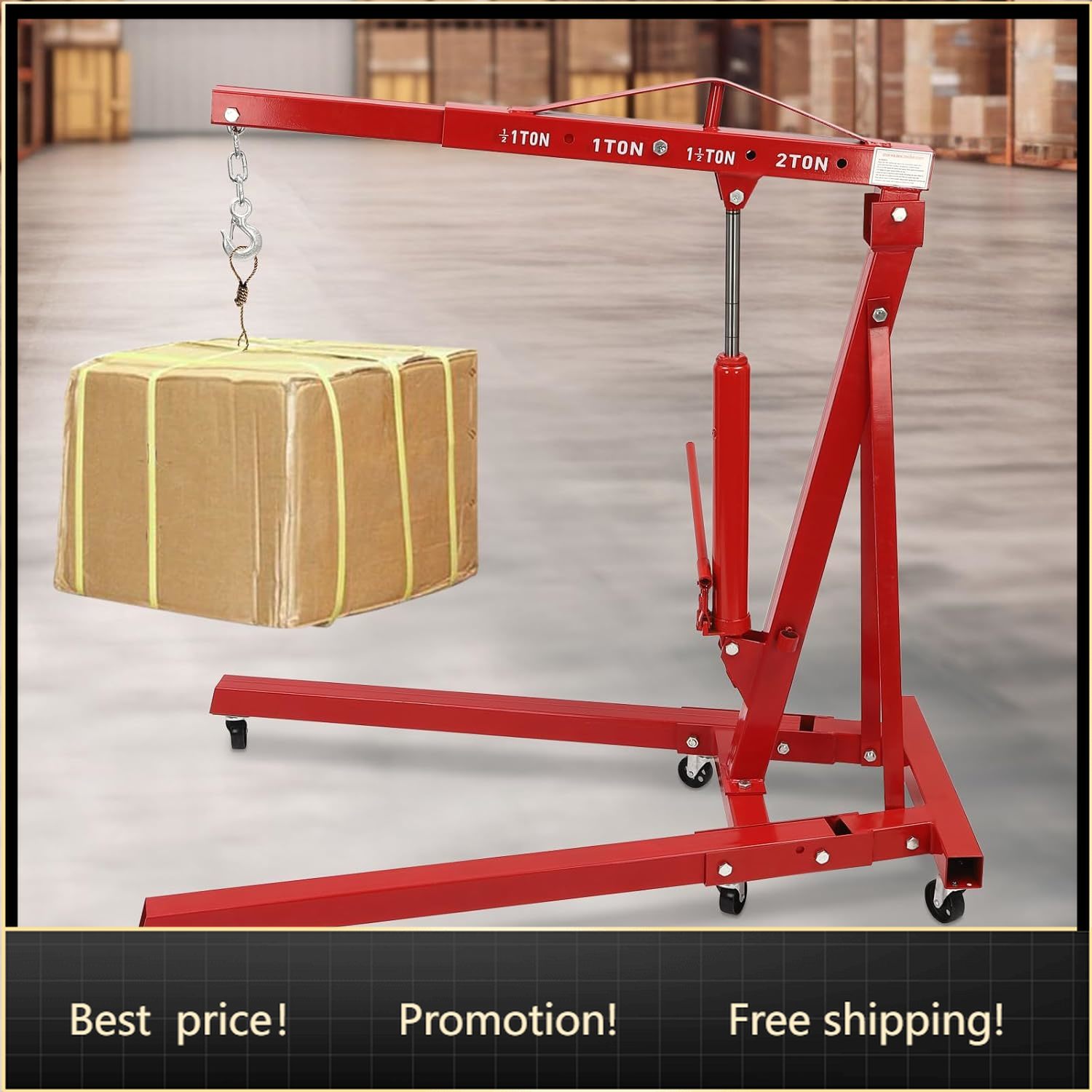 Engine Hoist Crane - 2 Ton Folding Engine Hoist Cherry