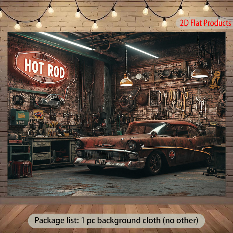 1Vintage Car Garage Banner Bac - Auto Repair Shop Background のレビューと価格