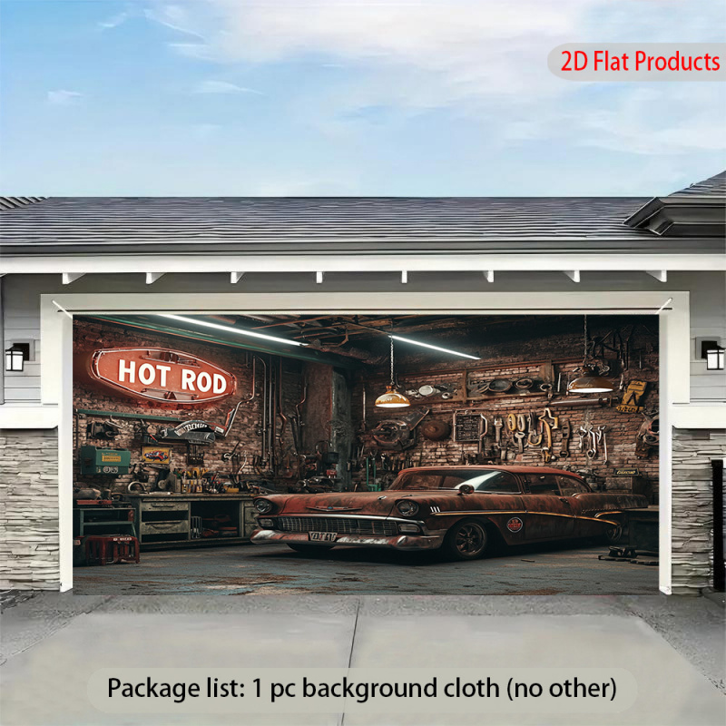 1Vintage Car Garage Banner Bac - Auto Repair Shop Background のレビューと価格